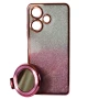 Силиконовый чехол накладка Glitter Case для Infinix Hot 30 с металлическим кольцом-зеркалом в комплекте черный