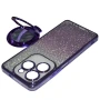Силиконовый чехол накладка Glitter Case для Infinix Hot 40 / Hot 40 Pro​ с металлическим кольцом-зеркалом в комплекте голубой