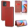 Чехол-книжка Carbon Fiber Texture для Motorola Edge 40 Pro бордовый