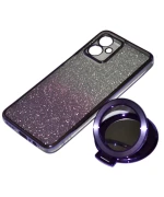 Силіконовий чохол накладка Glitter Case для Motorola Moto G54 з металевим кільцем-дзеркалом у комплекті