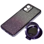 Силіконовий чохол накладка Glitter Case для Motorola Moto G54 з металевим кільцем-дзеркалом у комплекті рожевий