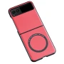 Кожаный чехол - накладка Leather Hybrid Case для Motorola Razr 40 с металлической вставкой красный