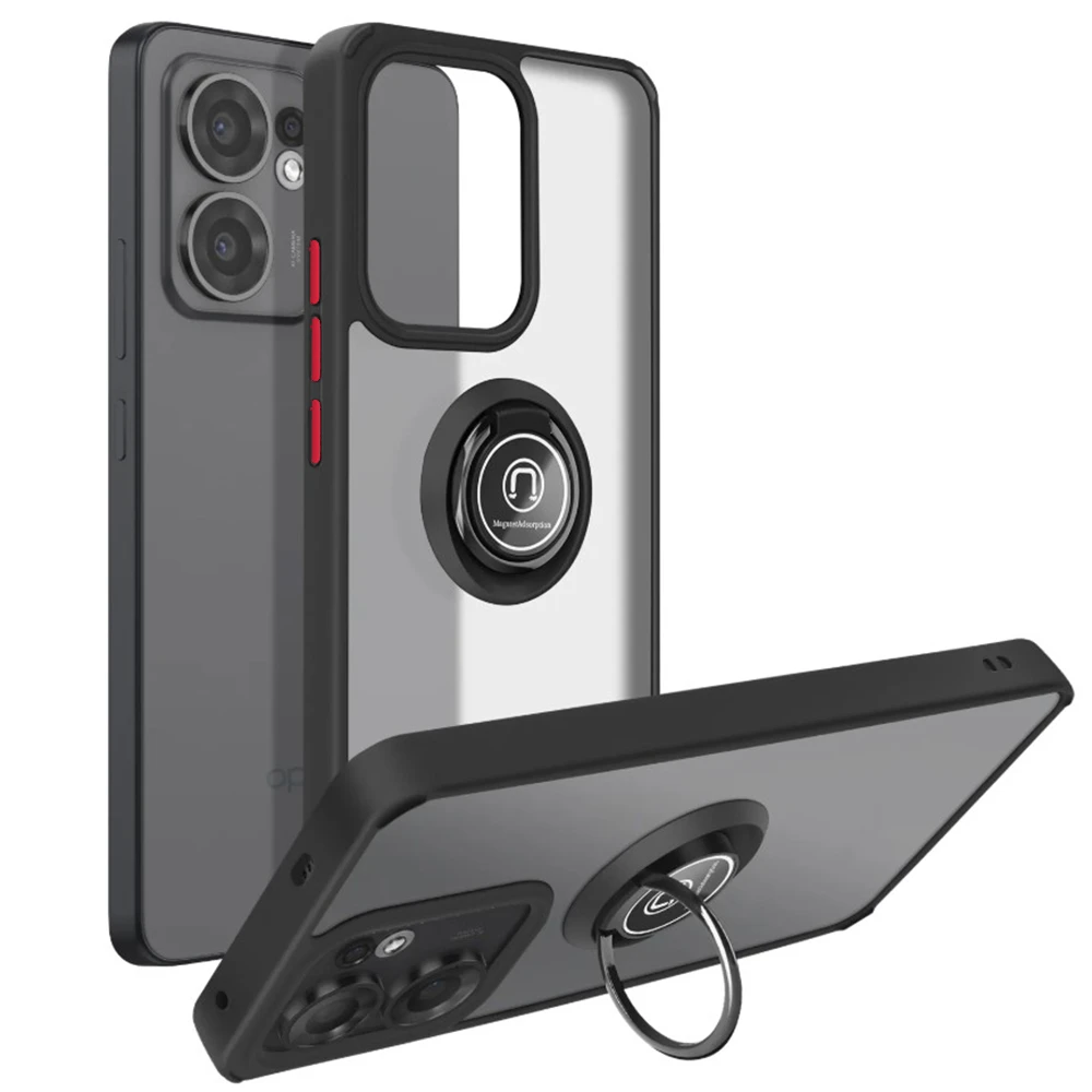 Чехол - накладка TPU Color Matte Ring для Oppo Reno13 F 4G / 5G черный с красным