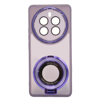 Силіконовий чохол накладка Clear Case Kathy Tech для Realme 12 Pro / 12 Pro Plus з металевим кільцем тримачем та захистом для камери