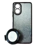 Силиконовый чехол накладка Glitter Case для Realme C67 4G с металлическим кольцом-зеркалом в комплекте серебряный