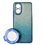 Силиконовый чехол накладка Glitter Case для Realme C67 4G с металлическим кольцом-зеркалом в комплекте серебряный