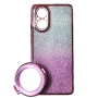 Силиконовый чехол накладка Glitter Case для Realme C67 4G с металлическим кольцом-зеркалом в комплекте серебряный