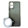 Силиконовый чехол накладка Glitter Case для Realme C67 4G с металлическим кольцом-зеркалом в комплекте серебряный