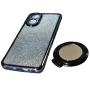 Силиконовый чехол накладка Glitter Case для Realme C67 4G с металлическим кольцом-зеркалом в комплекте серебряный