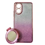 Силиконовый чехол накладка Glitter Case для Realme C67 4G с металлическим кольцом-зеркалом в комплекте серебряный