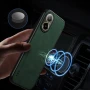 Шкіряний чохол - накладка X&E для Realme C67 4G з металевою вставкою зелений