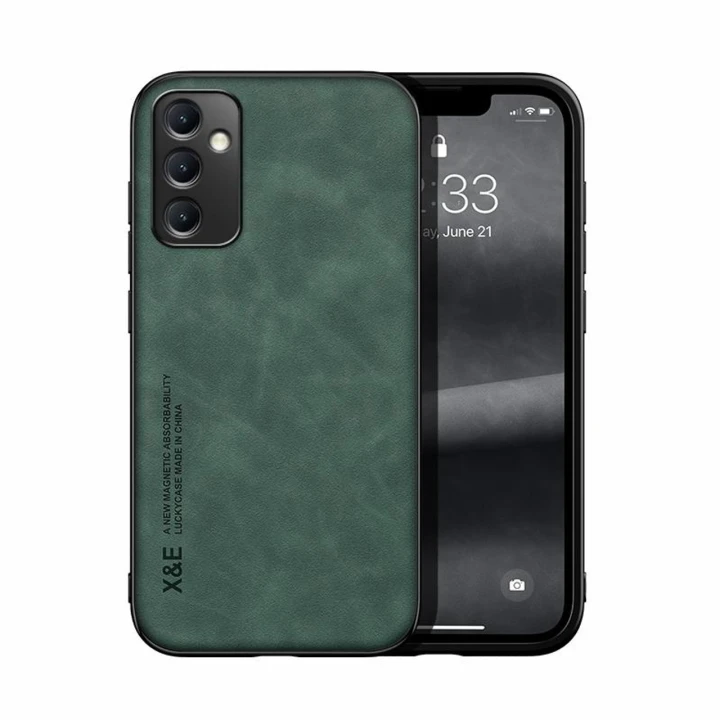 Шкіряний чохол - накладка X&E для Samsung Galaxy A35 з металевою вставкою