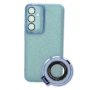 Силиконовый чехол накладка Glitter Case Kathy Tech для Samsung Galaxy A55​ с металлическим кольцом держателем в комплекте зеленый