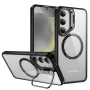 Чехол-накладка Armor Clear Kickstand для Samsung Galaxy S24 FE с магнитным кольцом черный