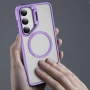 Чехол-накладка Armor Clear Kickstand для Samsung Galaxy S24 FE с магнитным кольцом черный