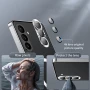 Чехол Metal Glass для Samsung Galaxy S25 с металлическим кольцом и дополнительной защитой на камеру зелёный