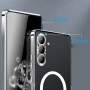 Чехол Metal Glass для Samsung Galaxy S25 с металлическим кольцом и дополнительной защитой на камеру зелёный