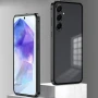 Противоударный чехол накладка Metal Glass для Samsung Galaxy S24 FE серебряный