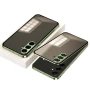 Противоударный чехол накладка Metal Glass для Samsung Galaxy S24 FE серебряный