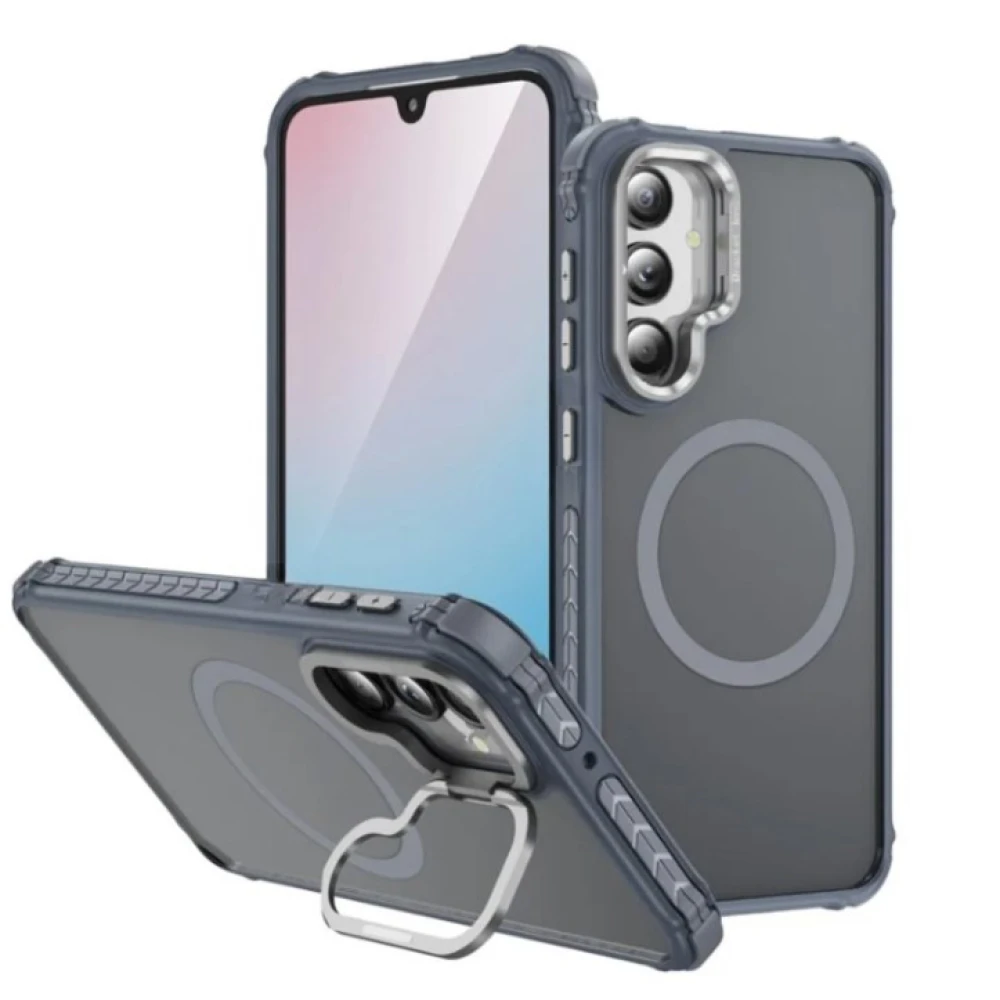 Матовий чохол – накладка Dual Color Camera Stand для Samsung Galaxy S25 сірий
