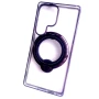 Силіконовий чохол накладка Clear Case для Samsung Galaxy S25 Ultra з металевим кільцем тримачем та захистом для камери зелений