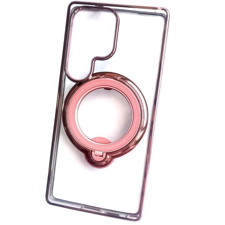 Силіконовий чохол накладка Clear Case для Samsung Galaxy S25 Ultra з металевим кільцем тримачем та захистом для камери