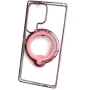 Силіконовий чохол накладка Clear Case для Samsung Galaxy S25 Ultra з металевим кільцем тримачем та захистом для камери зелений