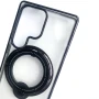 Силіконовий чохол накладка Clear Case для Samsung Galaxy S25 Ultra з металевим кільцем тримачем та захистом для камери зелений
