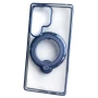 Силіконовий чохол накладка Clear Case для Samsung Galaxy S25 Ultra з металевим кільцем тримачем та захистом для камери зелений
