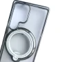 Силіконовий чохол накладка Clear Case для Samsung Galaxy S25 Ultra з металевим кільцем тримачем та захистом для камери зелений