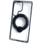 Силіконовий чохол накладка Clear Case для Samsung Galaxy S25 Ultra з металевим кільцем тримачем та захистом для камери зелений