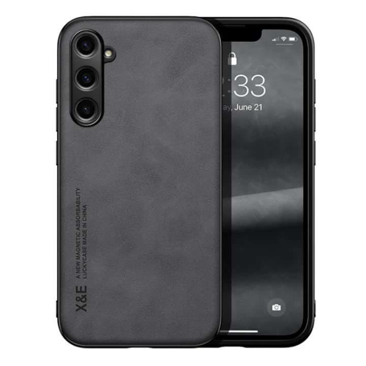 Кожаный чехол - накладка X&E для Samsung Galaxy S23 FE с металлической вставкой