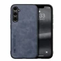 Кожаный чехол - накладка X&E для Samsung Galaxy M55 с металлической вставкой синий