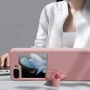 Чехол-накладка Nillkin Finger Strap liquid Silicone для Samsung Galaxy Z Flip5 c соединяющим ремешком зелёный