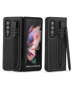 Шкіряний чохол-накладка Pola Pen Holder для Samsung Galaxy Fold3, Black