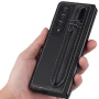 Шкіряний чохол-накладка Pola Pen Holder для Samsung Galaxy Fold3, Black
