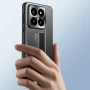 Чехол-накладка Omeve Stand TPU+Metal для Xiaomi 14 Pro серебристый
