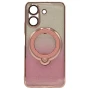 Силиконовый чехол накладка Glitter Case для Xiaomi Redmi 13C / Poco C65 с металлическим кольцом держателем и защитой для камеры