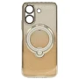 Силиконовый чехол накладка Glitter Case для Xiaomi Redmi 13C / Poco C65 с металлическим кольцом держателем и защитой для камеры