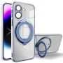 Силиконовый чехол накладка Clear Case для Poco C65 / Redmi 13C 4G с металлическим кольцом держателем и защитой для камеры
