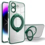 Силиконовый чехол накладка Clear Case для Poco C65 / Redmi 13C 4G с металлическим кольцом держателем и защитой для камеры