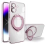 Силиконовый чехол накладка Clear Case для Poco C65 / Redmi 13C 4G с металлическим кольцом держателем и защитой для камеры