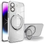 Силиконовый чехол накладка Clear Case для Poco C65 / Redmi 13C 4G с металлическим кольцом держателем и защитой для камеры