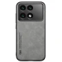 Кожаный чехол - накладка X&E для Xiaomi Poco F6 Pro / Redmi K70 с металлической вставкой серый