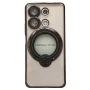 Силіконовий чохол накладка Clear Case для Xiaomi Redmi Note 13 4G з металевим кільцем тримачем та захистом для камери фіолетовий