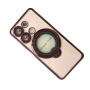 Силіконовий чохол накладка Clear Case для Xiaomi Redmi Note 13 4G з металевим кільцем тримачем та захистом для камери фіолетовий