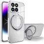 Силіконовий чохол накладка Clear Case для Xiaomi 14 з металевим кільцем тримачем та захистом для камери зелений