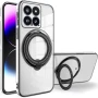 Силіконовий чохол накладка Clear Case для Xiaomi 14 з металевим кільцем тримачем та захистом для камери зелений