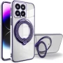 Силіконовий чохол накладка Clear Case для Xiaomi 14 з металевим кільцем тримачем та захистом для камери зелений