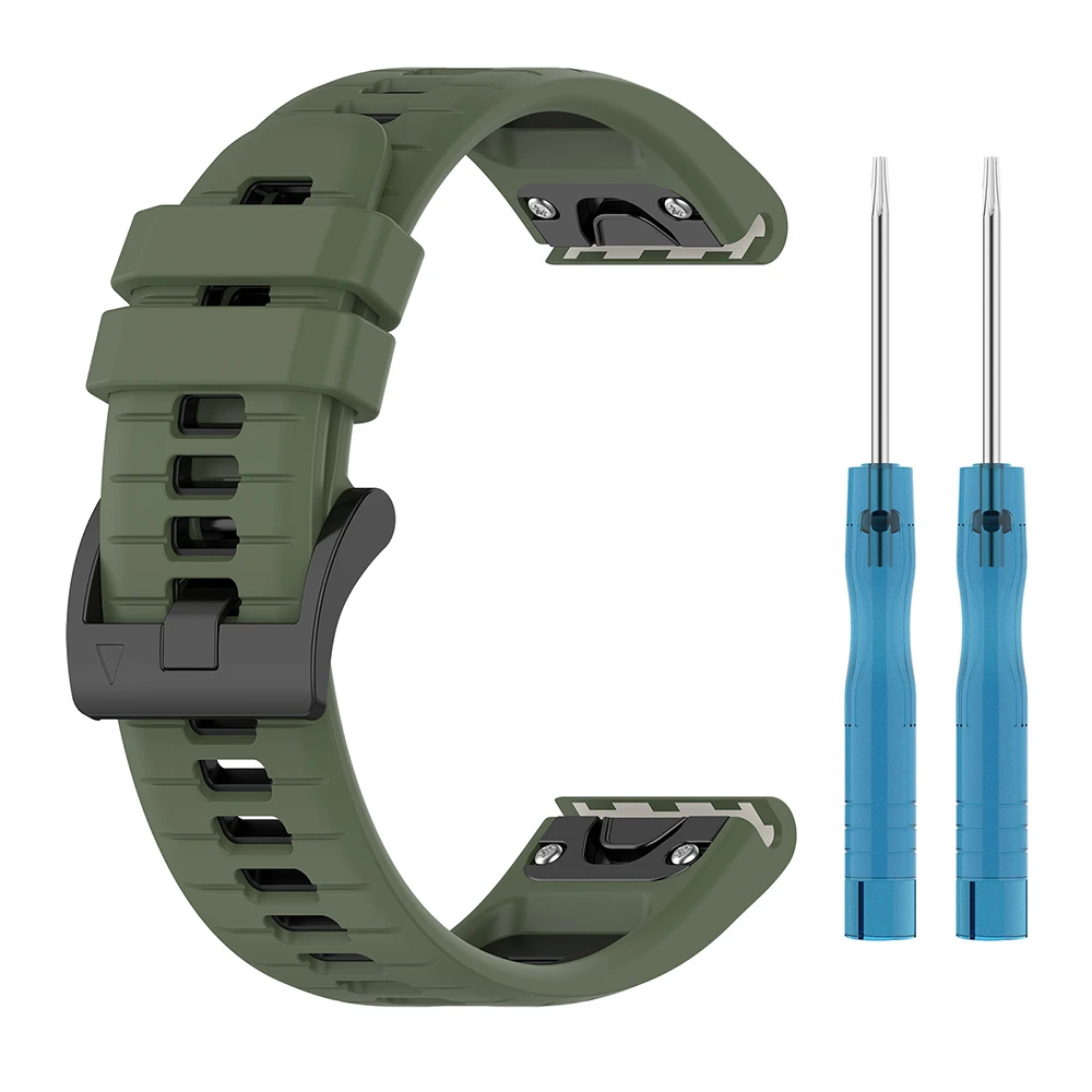 Ремінець Sport Silicone Dual Color для смартгодинників Garmin Fenix 8 43mm, 20мм зеленим з чорним